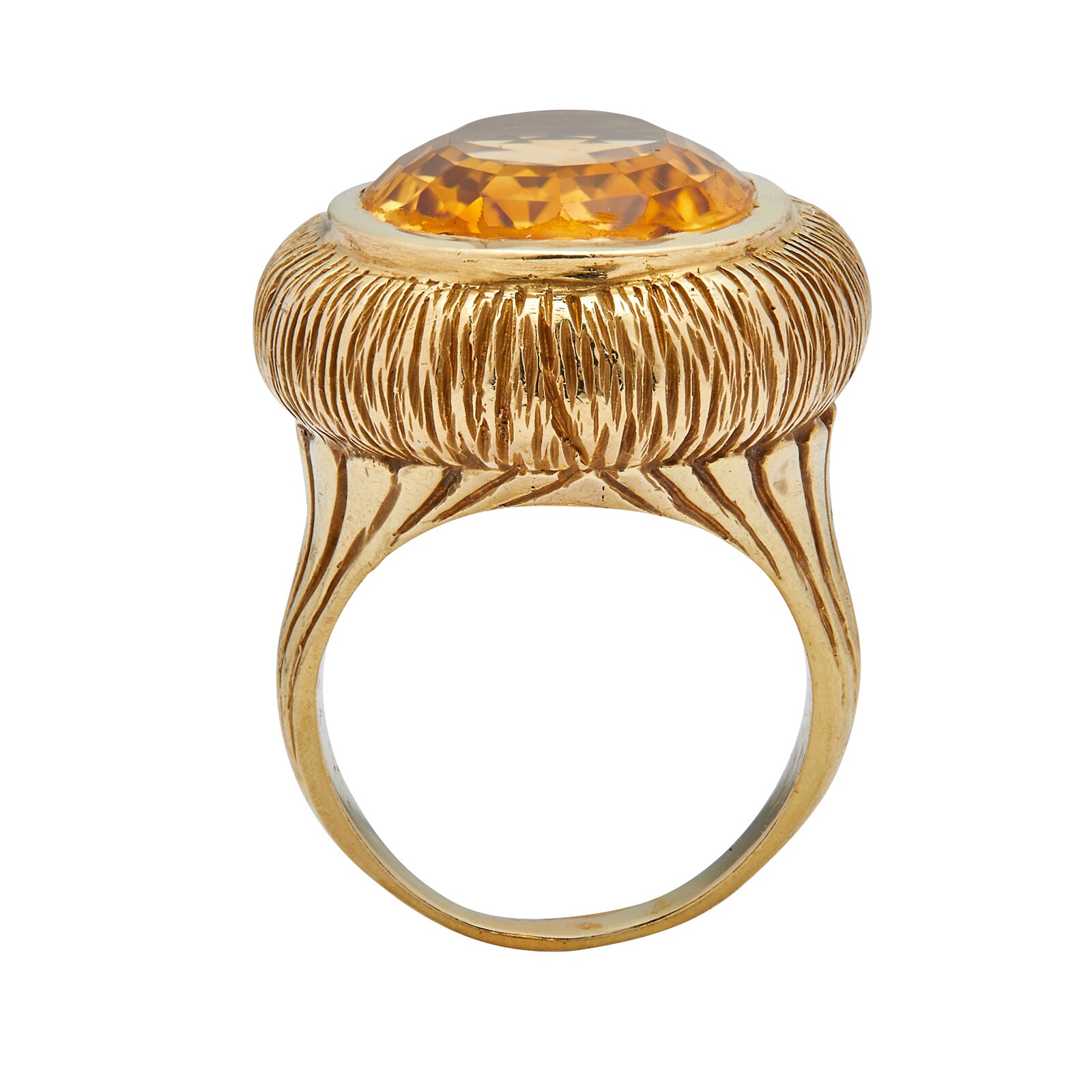 Vintage And Estate Jewelry 18k Yellow Gold Oval Citrine Cocktail Ring Size 7