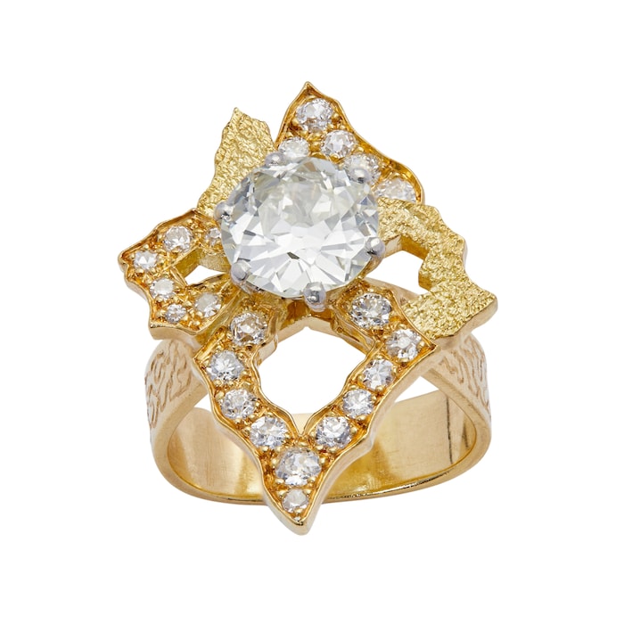 Vintage And Estate Jewelry 18k Yellow Gold 4.40cttw Diamond Ring Size 6