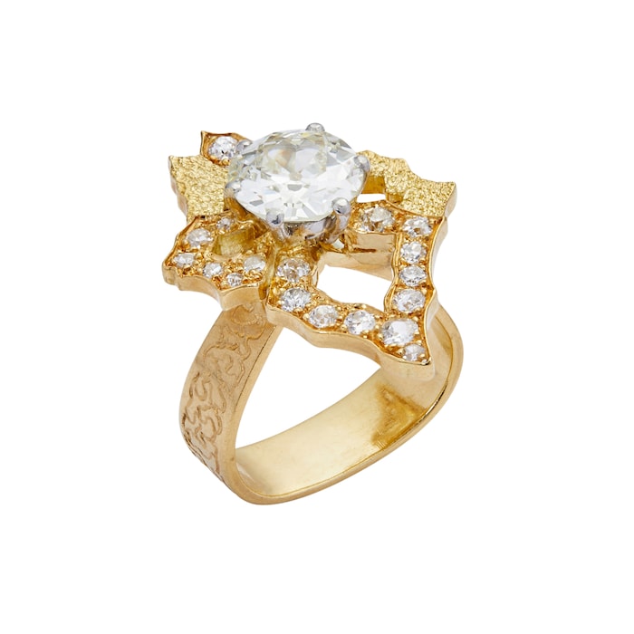 Vintage And Estate Jewelry 18k Yellow Gold 4.40cttw Diamond Ring Size 6