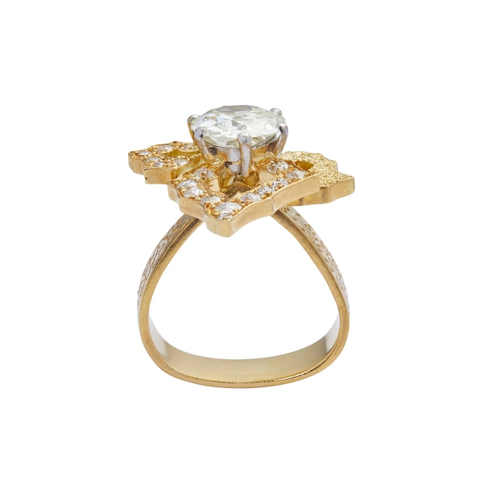 Vintage And Estate Jewelry 18k Yellow Gold 4.40cttw Diamond Ring Size 6