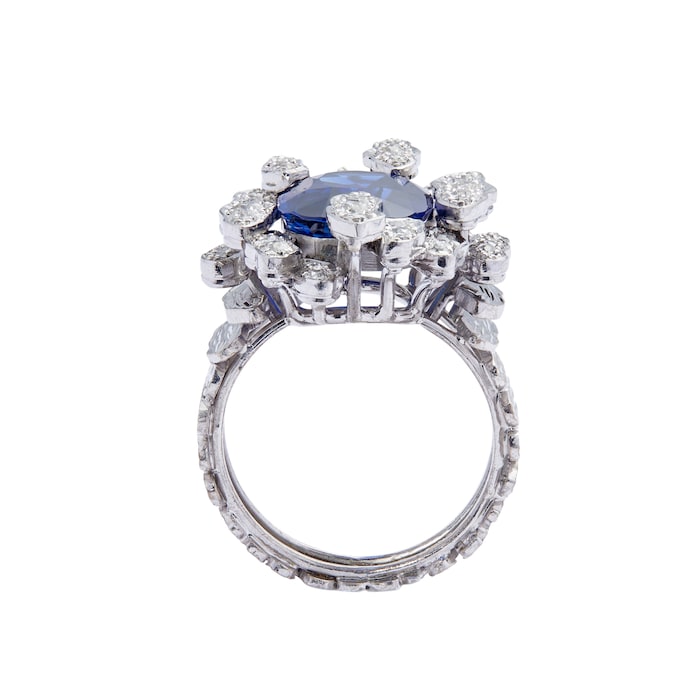 Betteridge Estate 18k White Gold 6.92cttw Sapphire and 1.65cttw Diamond Ring