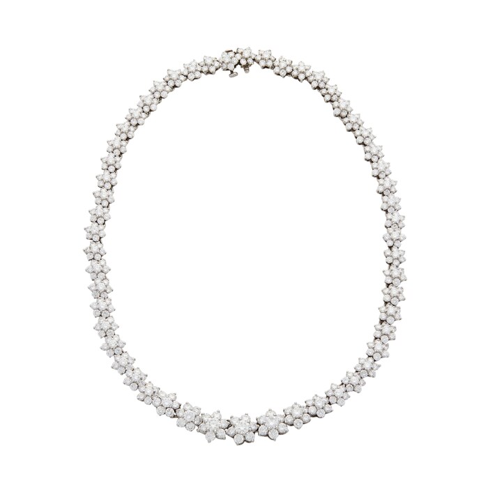 Betteridge Estate 18k White Gold 45.00cttw Diamond Flower Cluster Necklace 16.5"