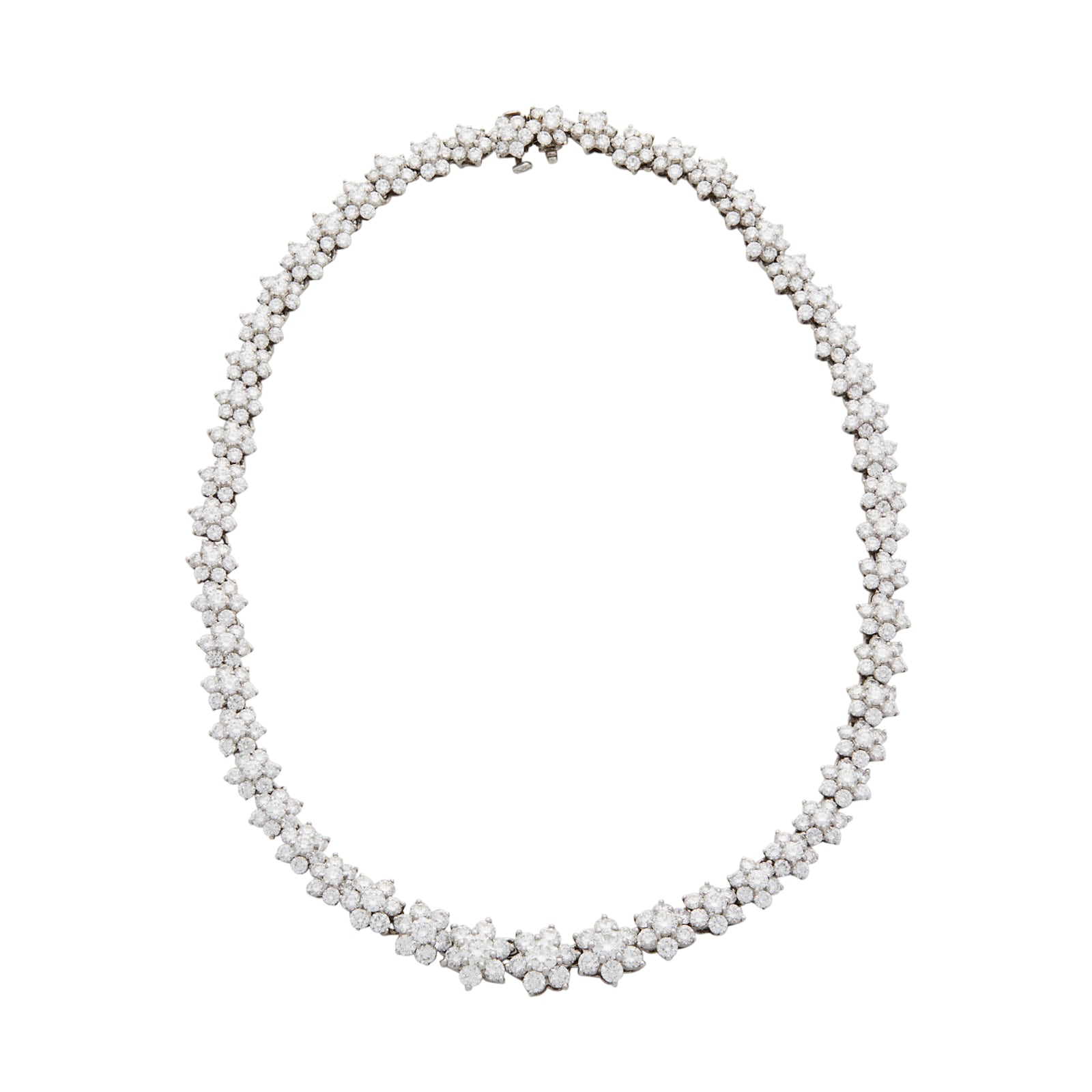 Vintage And Estate Jewelry 18k White Gold 45.00cttw Diamond Flower Cluster Necklace 16.5"