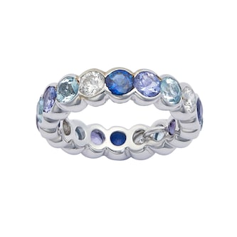 Vintage And Estate Jewelry 18k White Gold 0.80cttw Diamond and Mixed Gemstone Full Eternity Band Size 8