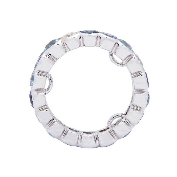 Betteridge Estate 18k White Gold 0.80cttw Diamond and Mixed Gemstone Full Eternity Band Size 8