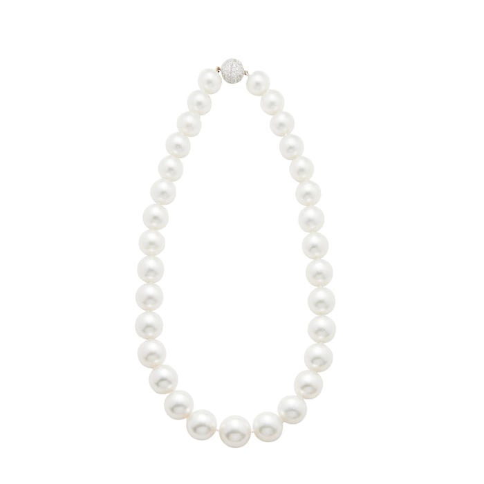 Betteridge Estate 18K White Gold Pearl & Diamond Necklace