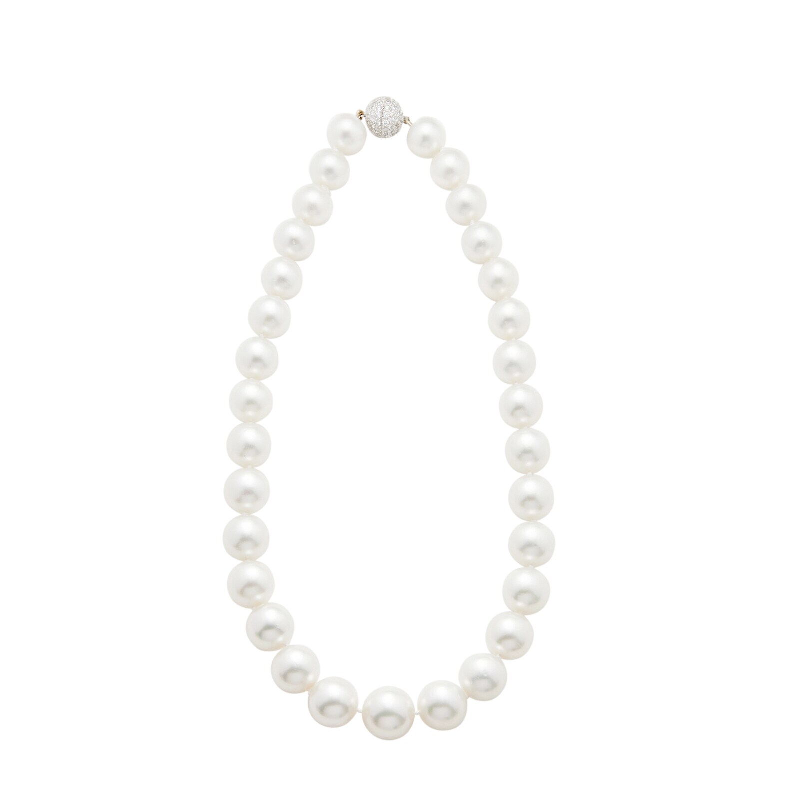 Vintage And Estate Jewelry 18K White Gold Pearl & Diamond Necklace