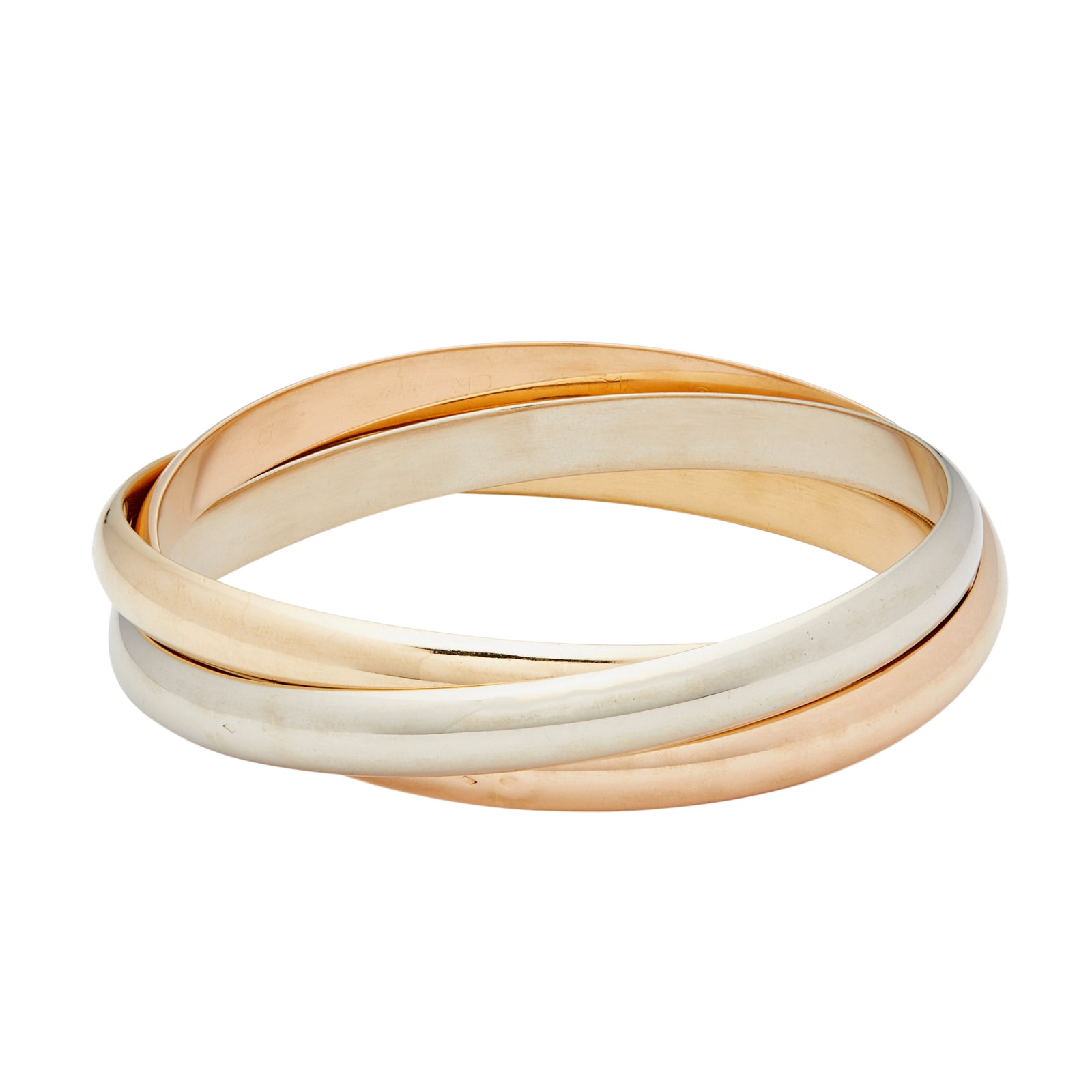 18k Tri Gold Cartier Trinity Bangle