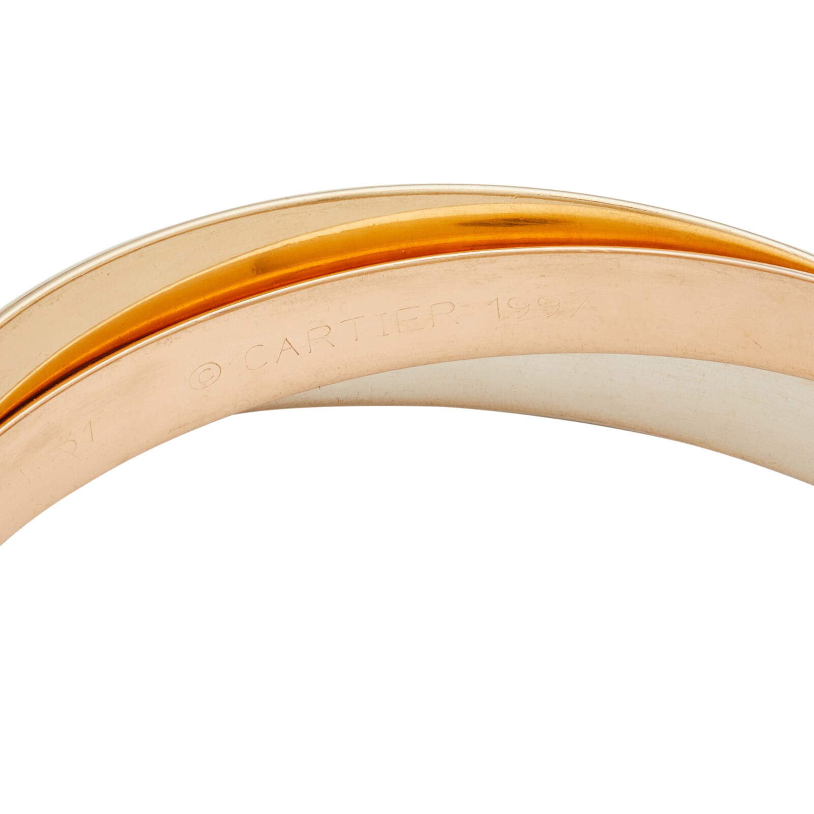 Vintage And Estate Jewelry 18k Tri Gold Cartier Trinity Bangle