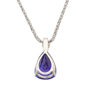 Vintage And Estate Jewelry 18k White Gold 18.53cttw Tanzanite and Diamond Pendant 18"
