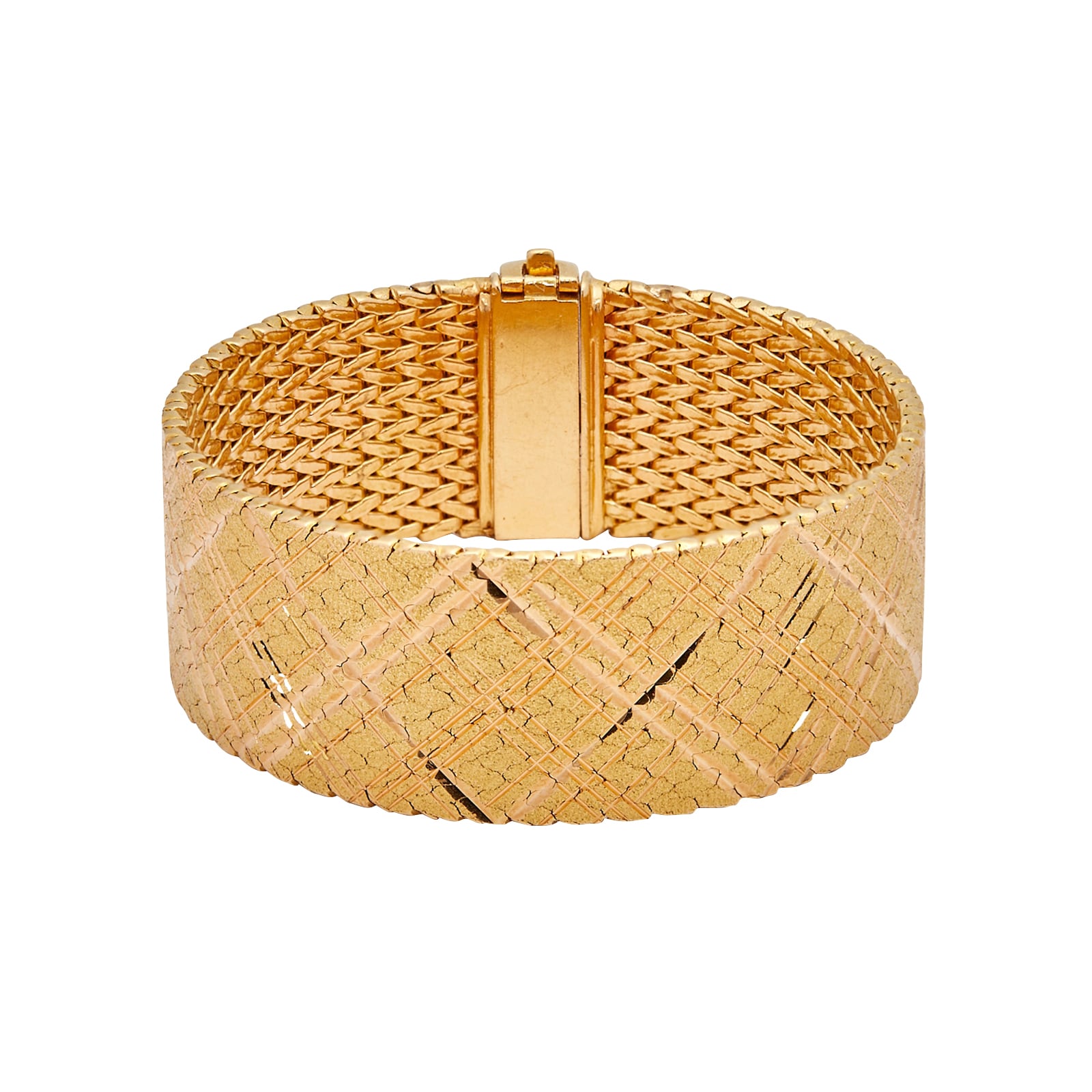 Vintage And Estate Jewelry 18k Yellow Gold Woven Bracelet 6.5"
