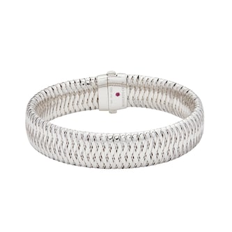 Vintage And Estate Jewelry 18k White Gold Roberto Coin Diamond Flex Bangle Size Large