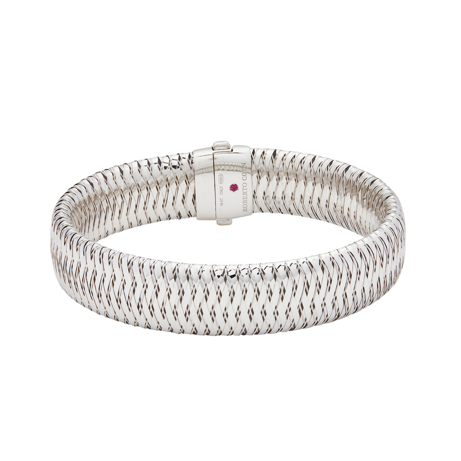 Vintage And Estate Jewelry 18k White Gold Roberto Coin Diamond Flex Bangle Size Large