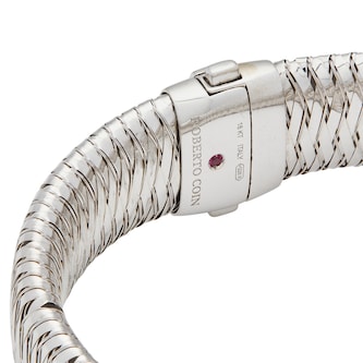 Vintage And Estate Jewelry 18k White Gold Roberto Coin Diamond Flex Bangle Size Large