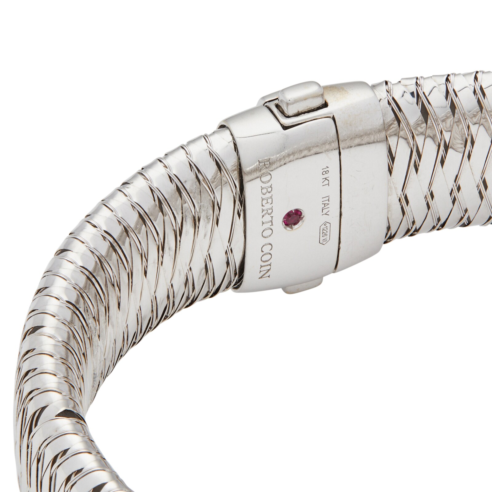 Vintage And Estate Jewelry 18k White Gold Roberto Coin Diamond Flex Bangle Size Large