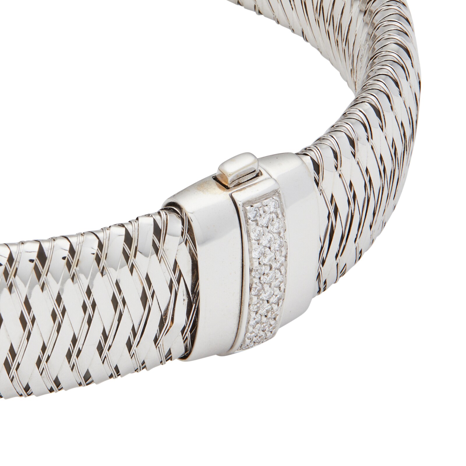 Vintage And Estate Jewelry 18k White Gold Roberto Coin Diamond Flex Bangle Size Large