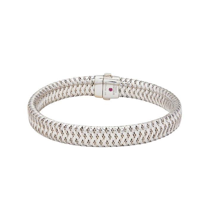 Vintage And Estate Jewelry 18k White Gold Roberto Coin Diamond Flex Bangle Size Medium