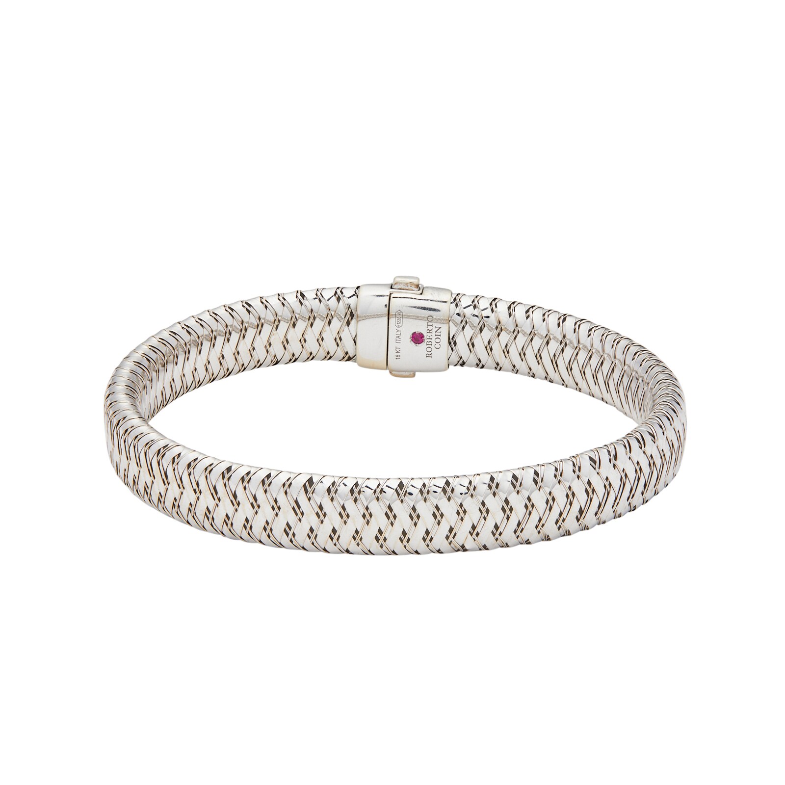 Vintage And Estate Jewelry 18k White Gold Roberto Coin Diamond Flex Bangle Size Medium