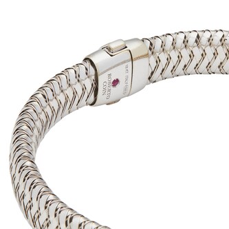 Vintage And Estate Jewelry 18k White Gold Roberto Coin Diamond Flex Bangle Size Medium