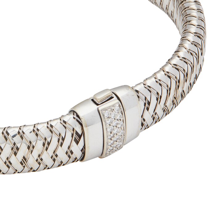 Vintage And Estate Jewelry 18k White Gold Roberto Coin Diamond Flex Bangle Size Medium
