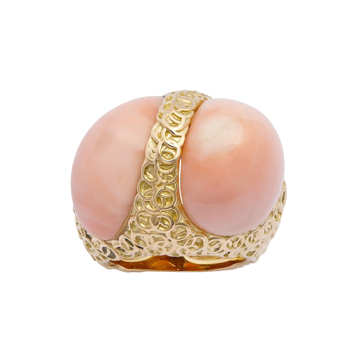 Vintage And Estate Jewelry 18k Yellow Gold Angel Coral Ring Size 6.5