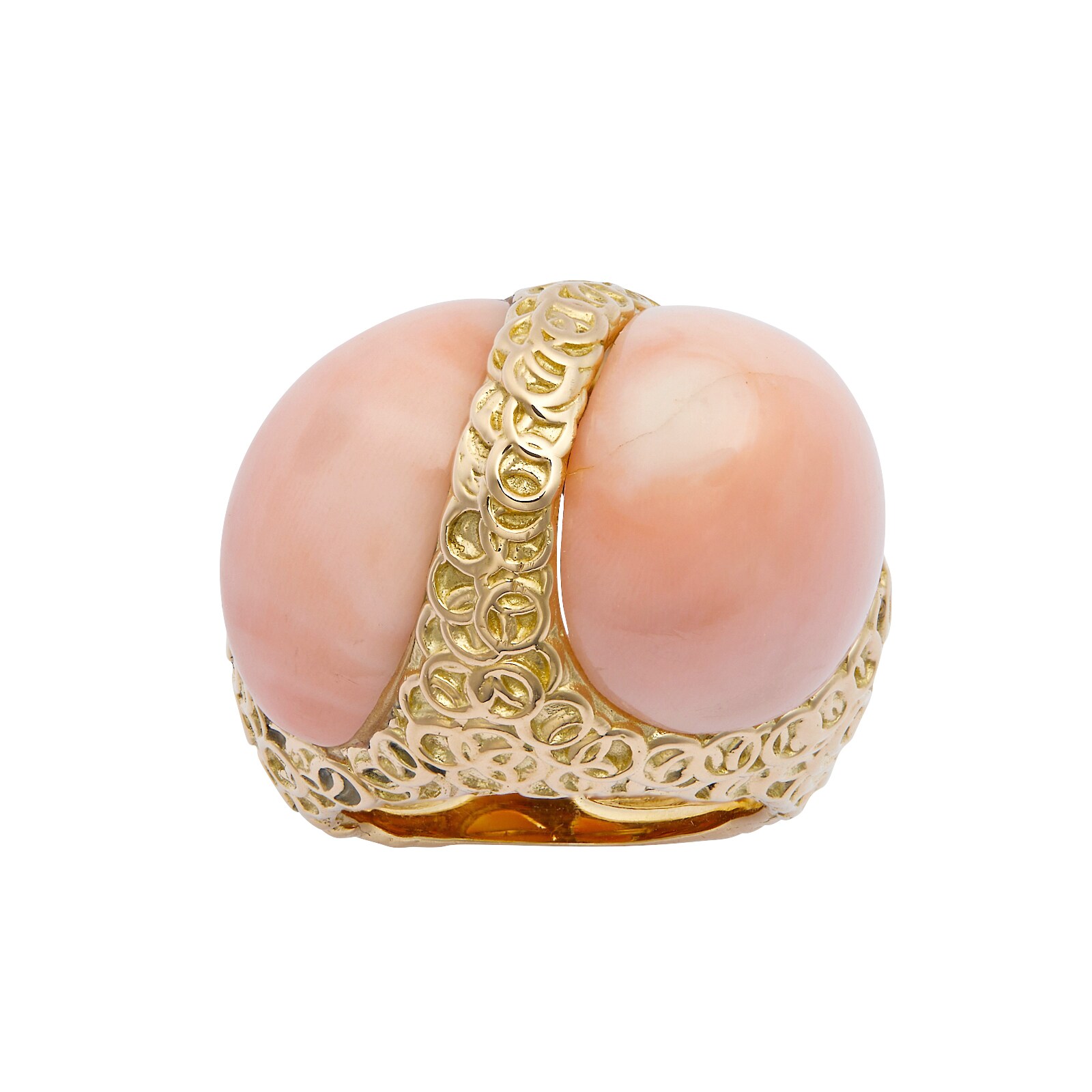 Vintage And Estate Jewelry 18k Yellow Gold Angel Coral Ring Size 6.5