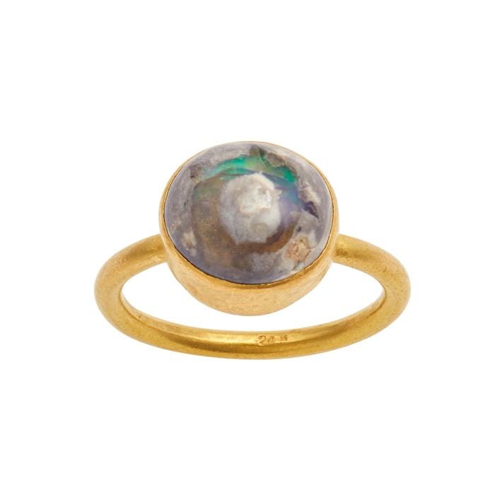 Vintage And Estate Jewelry 24k Yellow Gold Yossi Harari Agate Ring