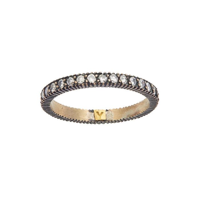 Vintage And Estate Jewelry Oxidised Sterling Silver Yossi Harari 0.65cttw Diamond Eternity Band