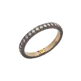 Vintage And Estate Jewelry Oxidised Sterling Silver Yossi Harari 0.65cttw Diamond Eternity Band