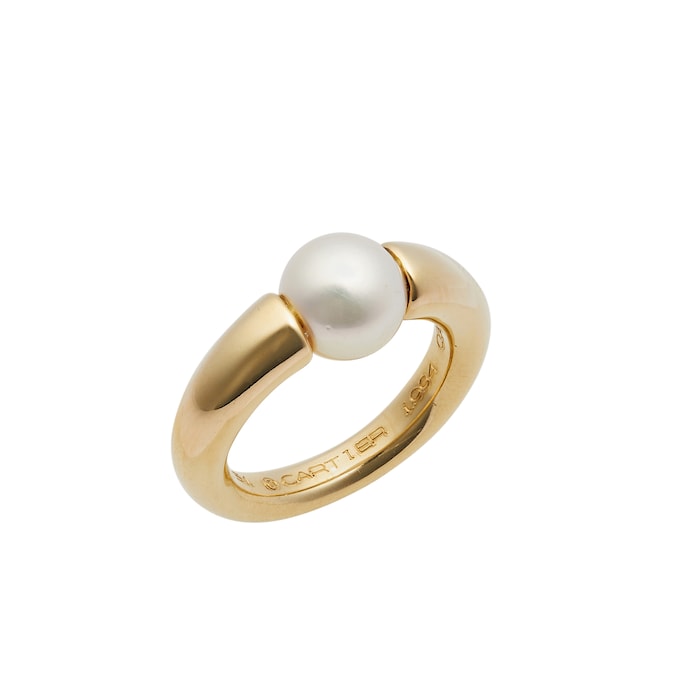 Betteridge Estate 18k Yellow Gold Cartier Akoya Pearl Ring