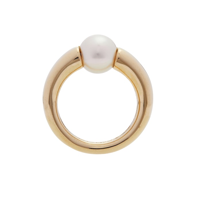 Betteridge Estate 18k Yellow Gold Cartier Akoya Pearl Ring