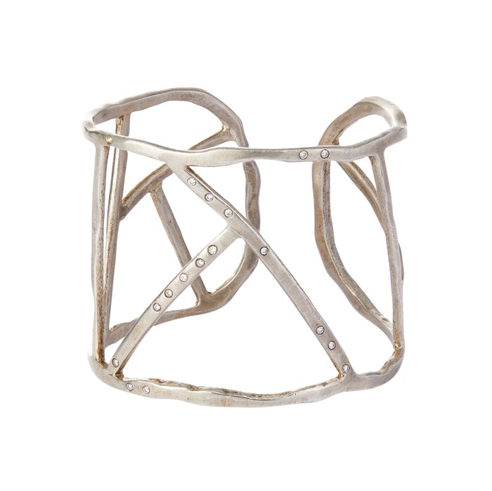Betteridge Estate Sterling Silver Diamond Cage Cuff Bracelet
