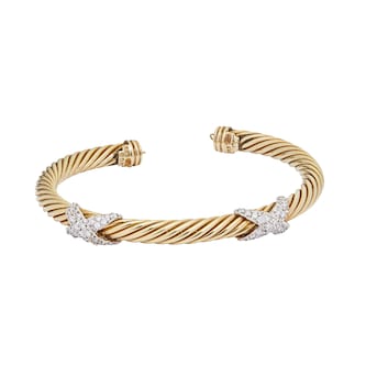 Vintage And Estate Jewelry 14k Yellow Gold 0.80cttw Diamond Twist Cuff Bracelet