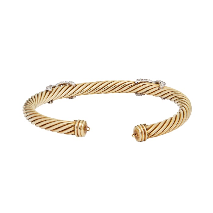 Vintage And Estate Jewelry 14k Yellow Gold 0.80cttw Diamond Twist Cuff Bracelet