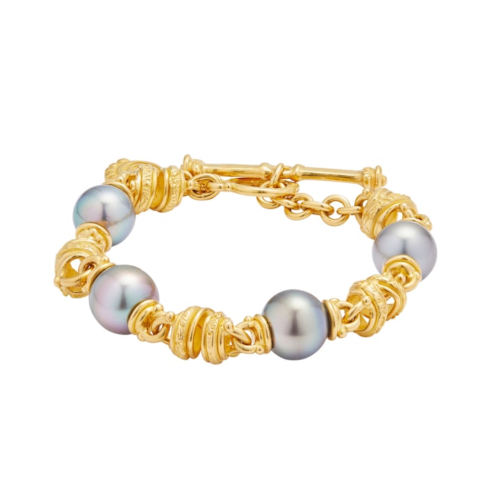 Betteridge Estate 22k Yellow Gold Black Pearl Bracelet