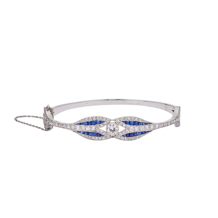 Vintage And Estate Jewelry Platinum 2.02cttw Diamond and Sapphire Delicate Bracelet