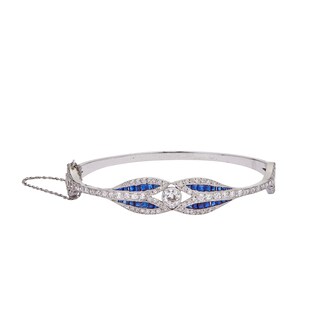 Vintage And Estate Jewelry Platinum 2.02cttw Diamond and Sapphire Delicate Bracelet Vintage And Estate Jewelry Platinum 2.02cttw Diamond and Sapphire Delicate Bracelet