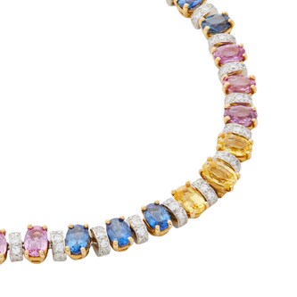 Vintage And Estate Jewelry 18k White and Yellow Gold Oscar Heyman 2.99cttw Diamond and Sapphire Necklace Vintage And Estate Jewelry 18k White and Yellow Gold Oscar Heyman 2.99cttw Diamond and Sapphire Necklace