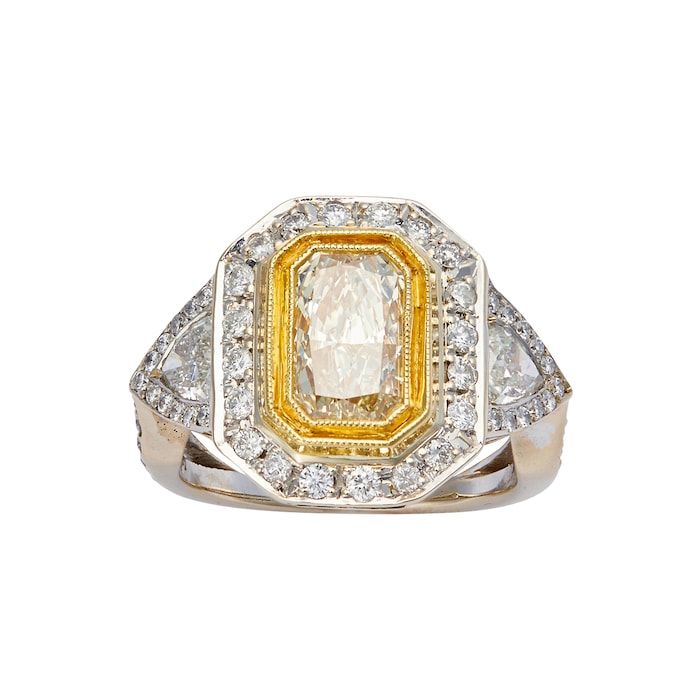Vintage And Estate Jewelry 18k Yellow and White Gold Mixed Cut Diamond Ring
