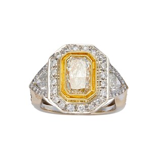 Vintage And Estate Jewelry 18k Yellow and White Gold Mixed Cut Diamond Ring
