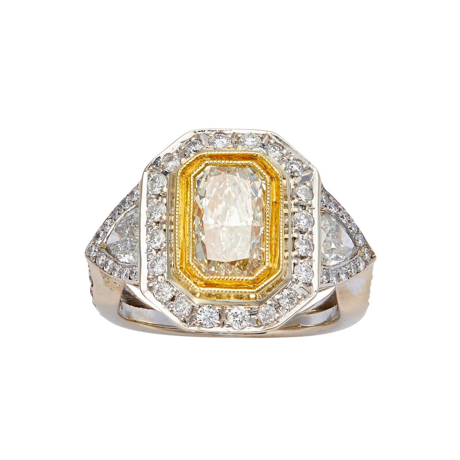 Vintage And Estate Jewelry 18k Yellow and White Gold Mixed Cut Diamond Ring