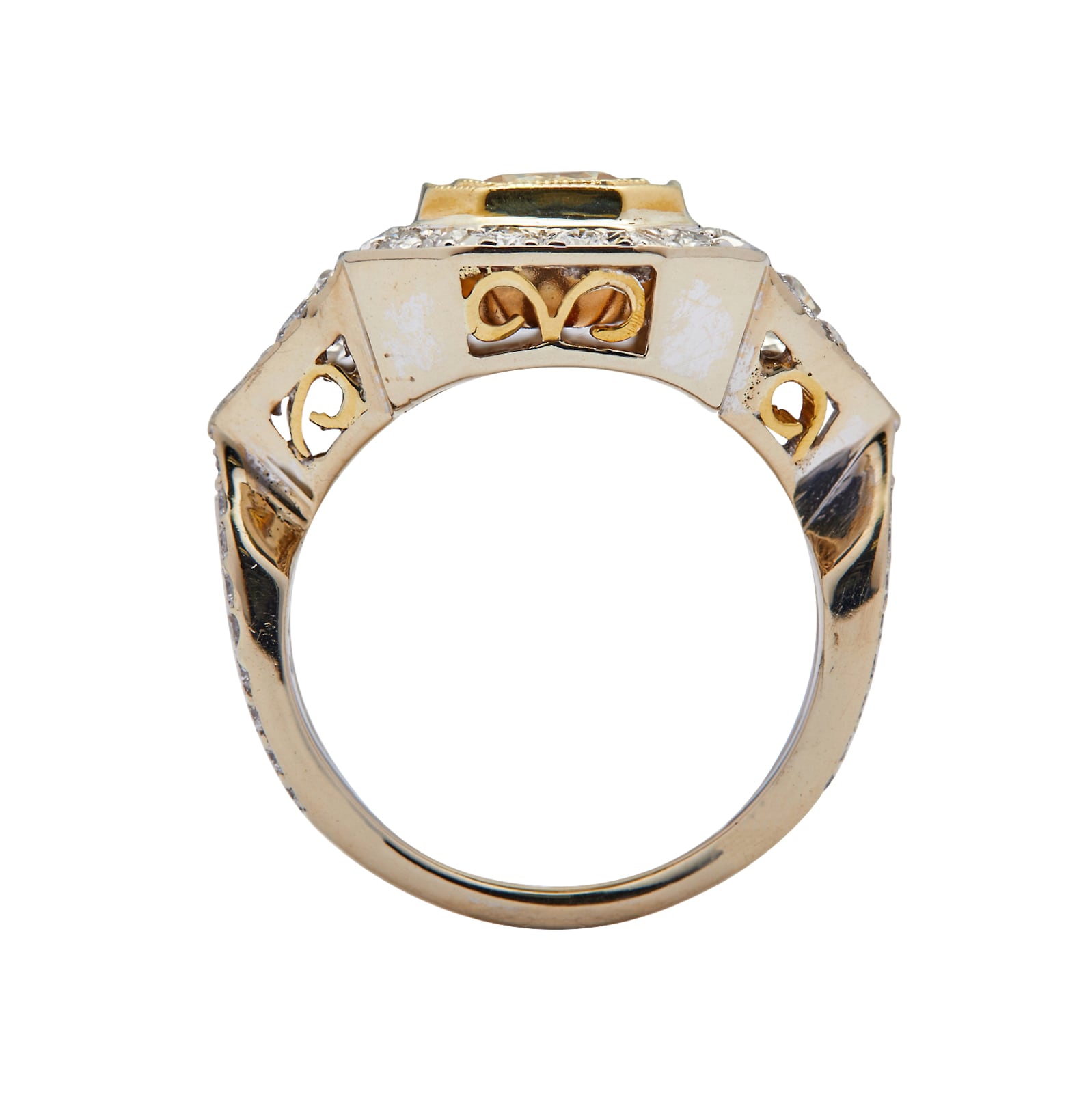 Vintage And Estate Jewelry 18k Yellow and White Gold Mixed Cut Diamond Ring