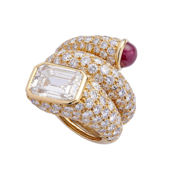 Betteridge Estate 18k Yellow Gold 10.90cttw Diamond and 4.43cttw Ruby Cocktail Ring