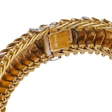 Betteridge Estate 18k Yellow Gold Blue Enamel and Diamond Serpent Link Bracelet 7"