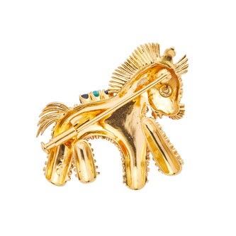 Vintage And Estate Jewelry 18k Yellow Gold Sapphire 40mm Donkey Pin Vintage And Estate Jewelry 18k Yellow Gold Sapphire 40mm Donkey Pin