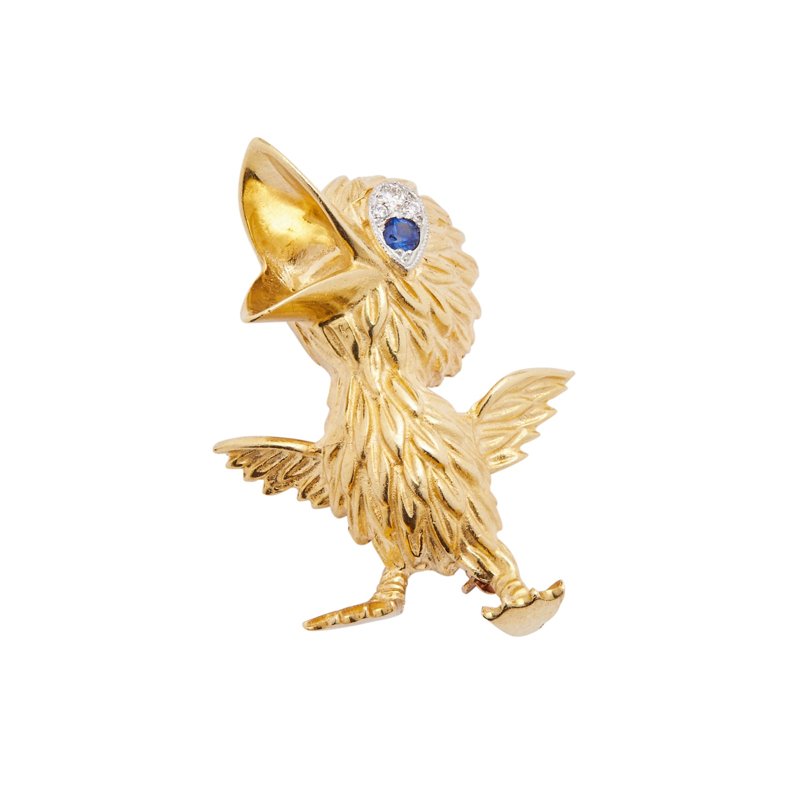 Vintage And Estate Jewelry 18k Yellow Gold 0.03cttw Diamond 35mm Duck Pin