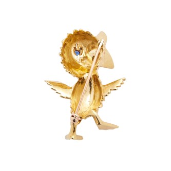 Vintage And Estate Jewelry 18k Yellow Gold 0.03cttw Diamond 35mm Duck Pin