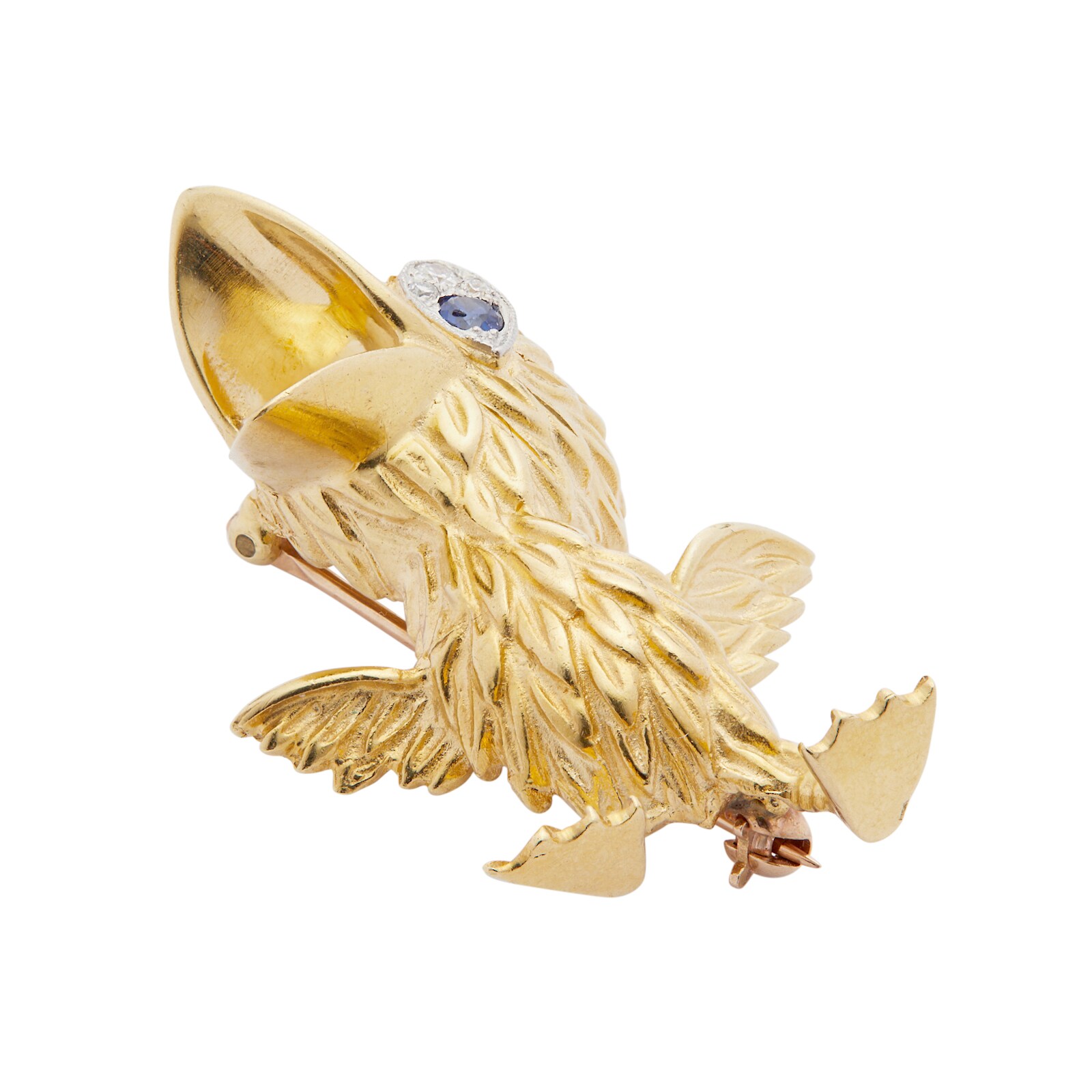 Vintage And Estate Jewelry 18k Yellow Gold 0.03cttw Diamond 35mm Duck Pin