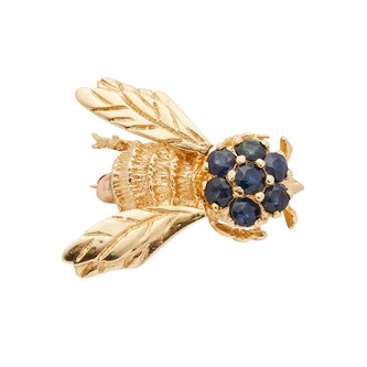 Vintage And Estate Jewelry 18k Yellow Gold Black Diamond Bee Pin 22mm Vintage And Estate Jewelry 18k Yellow Gold Black Diamond Bee Pin 22mm