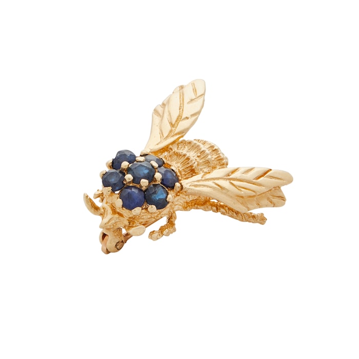 Betteridge Estate 18k Yellow Gold Black Diamond Bee Pin 22mm